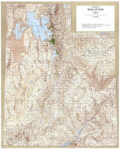 Map of State of Utah shaded relief map, 1993