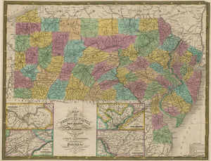 Vintage Map of Pennsylvania, New Jersey, and Delaware, 1832