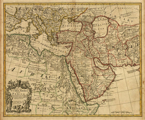 Vintage Map of Map of Turkey, Arabia and Persia, 1721