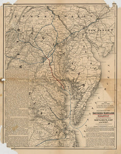 Vintage Map showing the Southern Maryland Railroad and its connections : north, south, east, and west, 1881