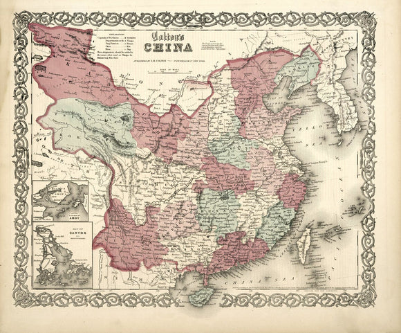 Vintage Map of China, 1865