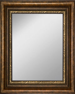 Framed Mirror 21.8" x 25.7" - with Copper Finish Frame with Brown Floral Lip