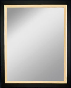 Framed Mirror 16.3" x 20.2" - with Black with Gold Finish Slope Frame