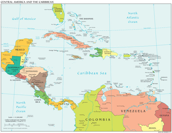 Central America Map - Political Framed Dry Erase Map