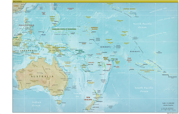 Oceania Map - Physical Framed Dry Erase Map