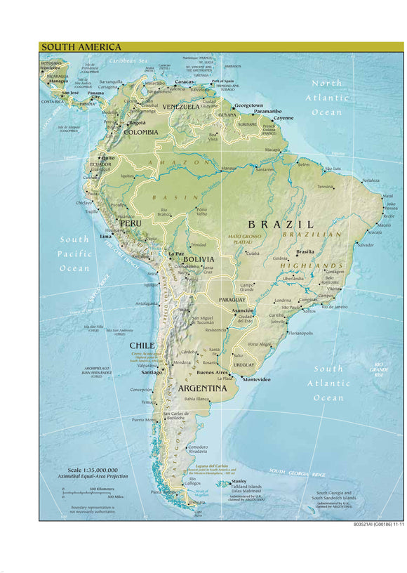 South America Map - Physical