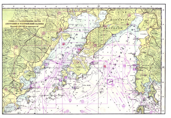 Sailing Map of Ussuriyskiy and Amurskiy Gulfs Framed Dry Erase Map