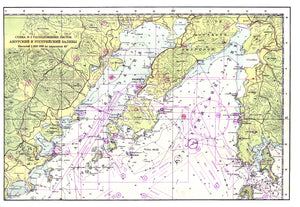 Sailing Map of Ussuriyskiy and Amurskiy Gulfs Framed Push Pin Map