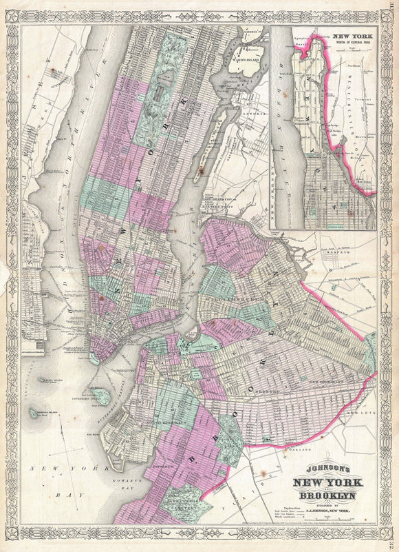 Map of New York City and Brooklyn, 1866