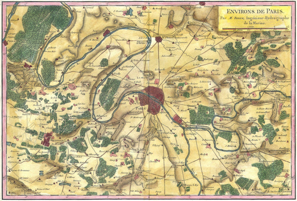 Map of the Paris, France, 1780