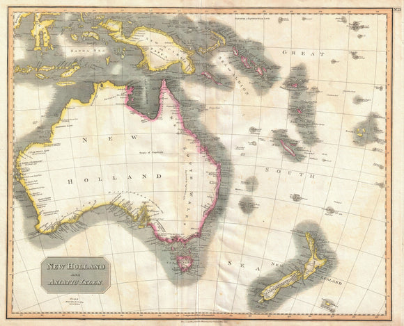 Map of Australia, New Zealand, 1814