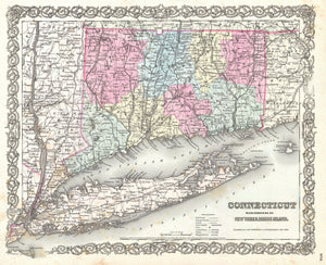 Map of Connecticut and Long Island, 1855