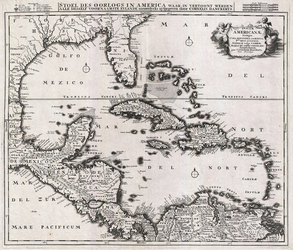 Map of Florida, the West Indies, and the Caribbean, 1696
