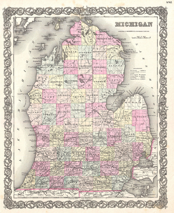 Map of Michigan, 1855