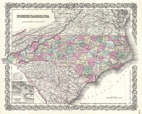 Map of North Carolina, 1855