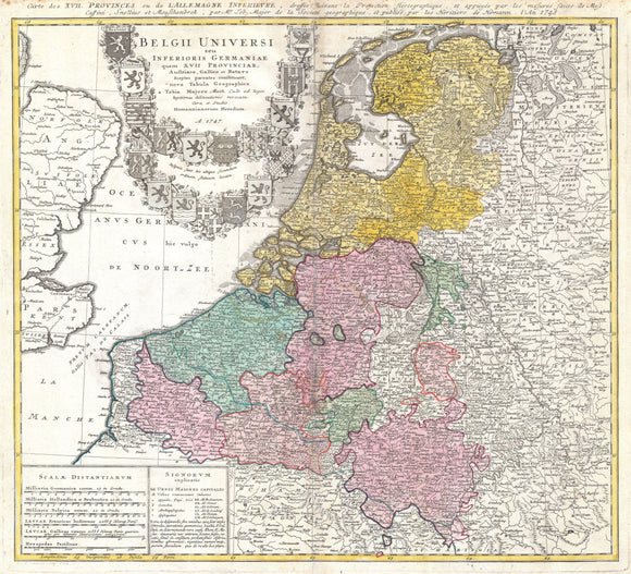 Map of Belgium and the Netherlands, 1747