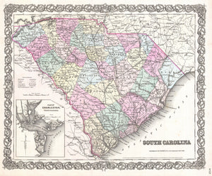 Map of South Carolina, 1855
