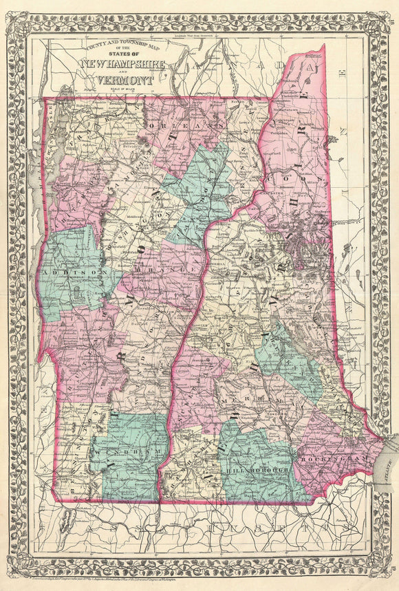 Map of Vermont and New Hampshire, 1877
