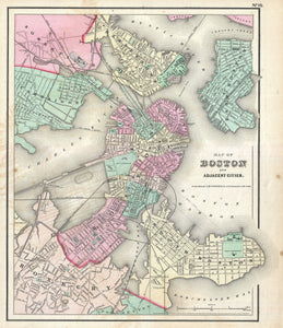 Map of Boston, Massachusetts, 1857