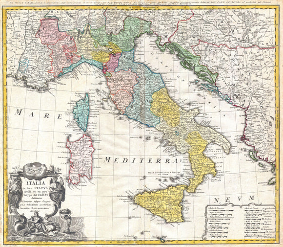 Map of Italy, 1742