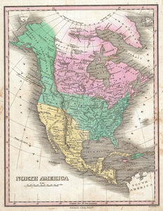 Map of North America, 1827