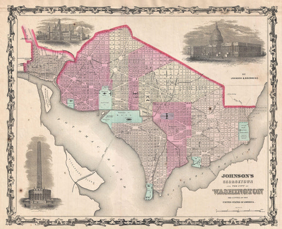 Map of Washington D.C. and Georgetown, 1861