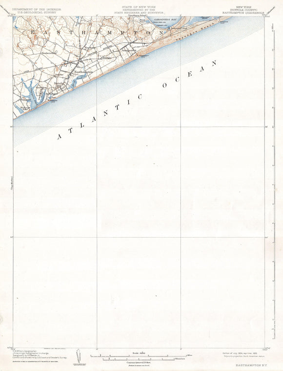 U.S.G.S. Map of Easthampton, Long Island, New York, 1904