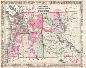 Map of Washington, Oregon, and Idaho, 1864