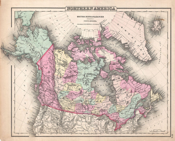 Map of Canada and Alaska, 1857