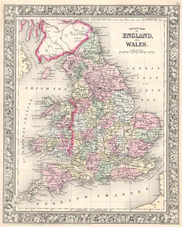 Map of England and Wales, 1864