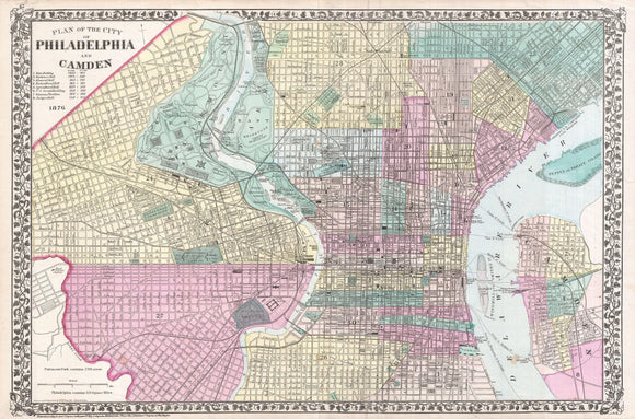 Map of Philadelphia, Pennsylvania, 1876