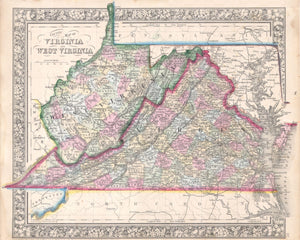 Map of Virginia, West Virginia, and Maryland, 1864