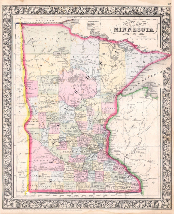Map of Minnesota, 1864