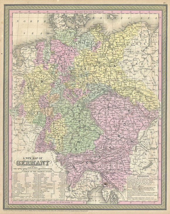 Map of Germany, 1853