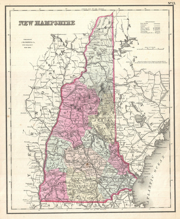 Map of New Hampshire, 1857