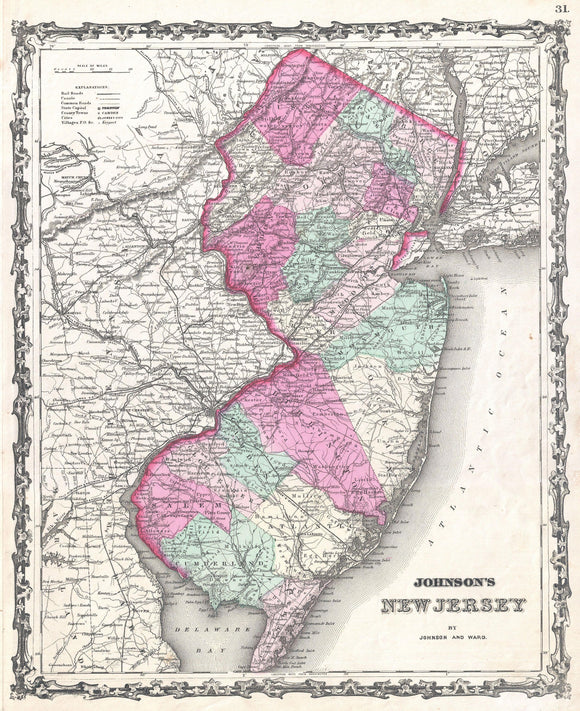 Map of New Jersey, 1862