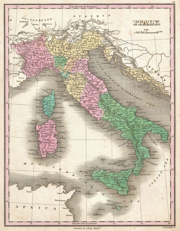 Map of Italy, 1827