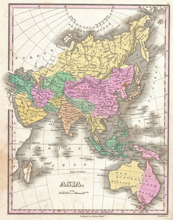 Map of Asia and Australia, 1827