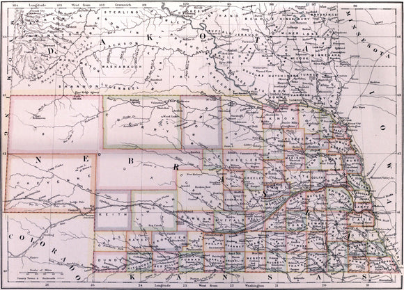 Map of Nebraska, 1884