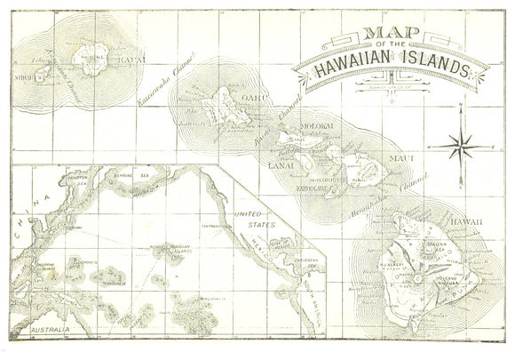 Map of Hawaiian Islands, 1892