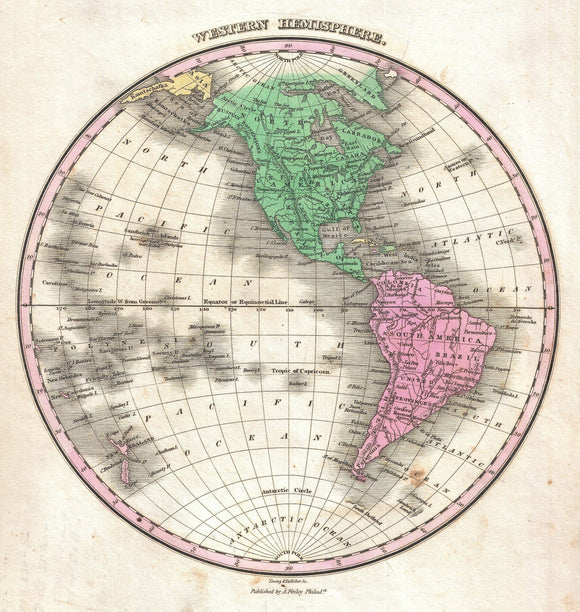 Map of the Western Hemisphere North America, South America, 1827