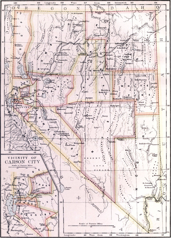 Map of Nevada, 1884