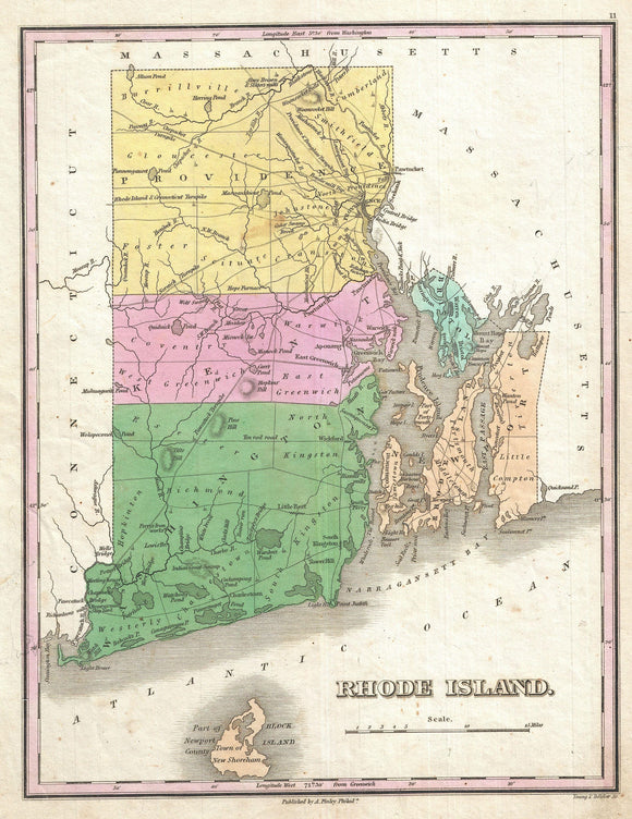 Map of Rhode Island, 1827
