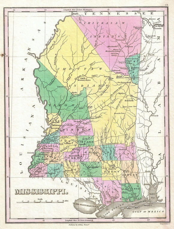 Map of Mississippi, 1827