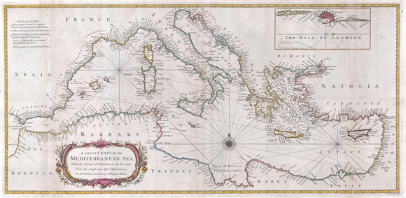 Map or Chart of the Mediterranean Sea, 1745