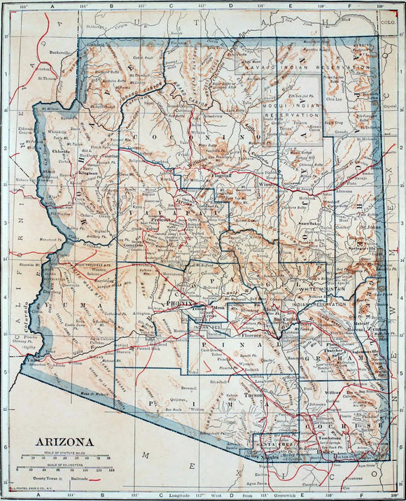 Map of Arizona, 1921