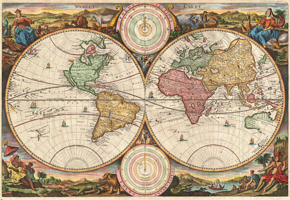 Map of the World - Werelt Caert, 1730