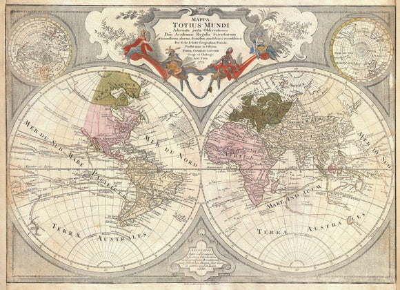 Map of the World on a Hemisphere Projection, 1775