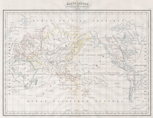 Mappe-Monde Suivant La Projection De Mercator, 1832
