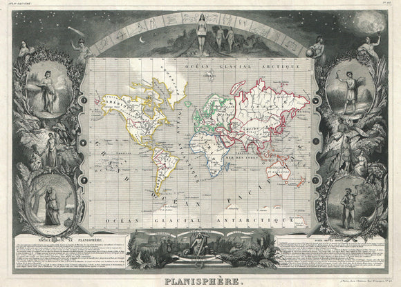 Planisphere - Map of the World, 1847
